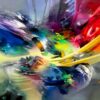 abstract-painting-alegria-espitia-fine-art Cuadro abstracto Alegría, obra en acrílico sobre lienzo con colores vibrantes de Rafael Espitia.