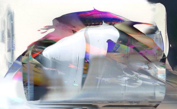 Cuadro abstracto Brisa pintado a mano en acrílico sobre lienzo con transparencias y trazos fluidos de Rafael Espitia.