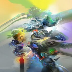 Cuadro abstracto Margarita en acrílico sobre lienzo de edición limitada.