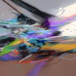 Cuadro abstracto Homero, una obra original en acrílico sobre lienzo con trazos dinámicos y explosión de color.