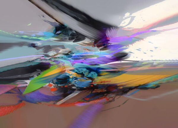 acrylic-on-canvas-abstract-painting-homero-espitia-fine-art Cuadro abstracto Homero, una obra original en acrílico sobre lienzo con trazos dinámicos y explosión de color.