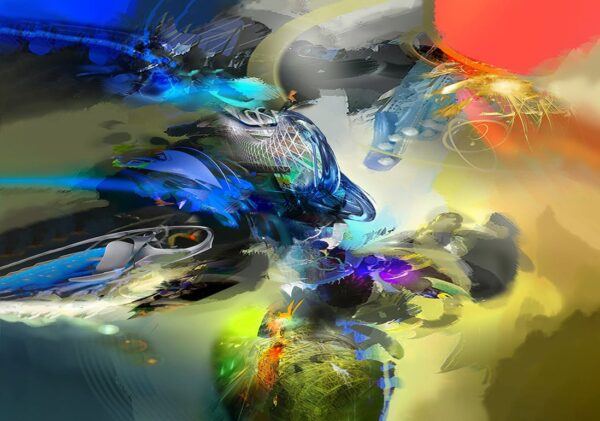 Diseño artístico del cuadro abstracto Prometeo en acrílico sobre lienzo.