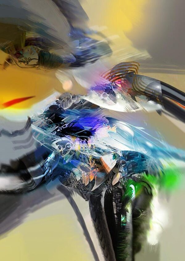 Diseño del cuadro abstracto Sirius, una obra maestra en acrílico sobre lienzo de Rafael Espitia.