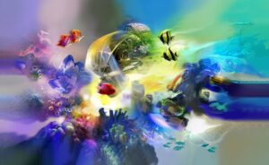 Cuadro marino Ariel en acrílico sobre lienzo de edición limitada.