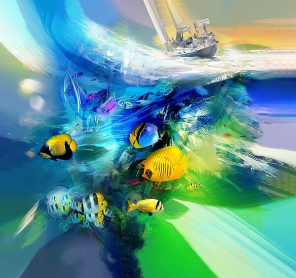 Cuadro marino Navegantes en acrílico sobre lienzo de edición limitada.